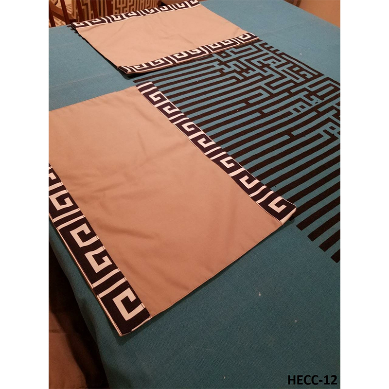 Set of 4 Placemats- Beige & Navy Blue By Home Ensemble