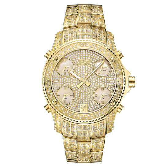 JBW Jet Setter Gold-tone Multiple Time-Zone Diamond Men's Watch