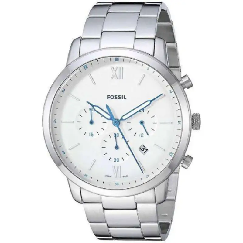 Fossil Men’s Chronograph Quartz Silver Stainless Steel White Dial 44mm Watch FS5433