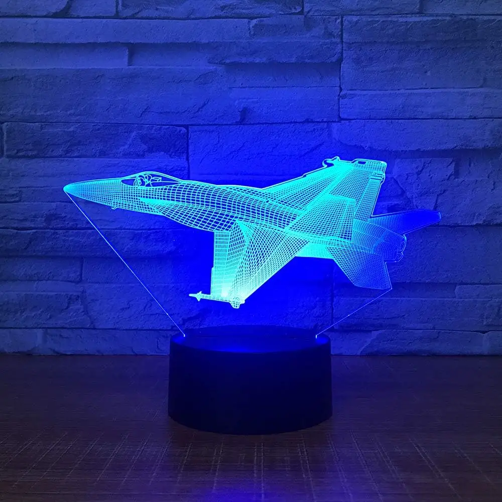 Large F-18 Hornet Aircraft 3-D Illusion Night Lamp Bedside Table Lamp