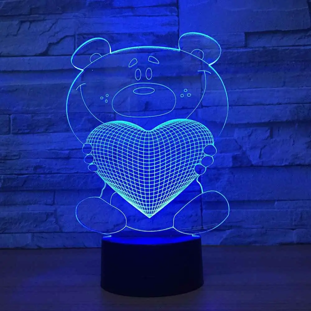 Cartoon Animal Bear LED Night Lights 3D Bedside Table Lamp