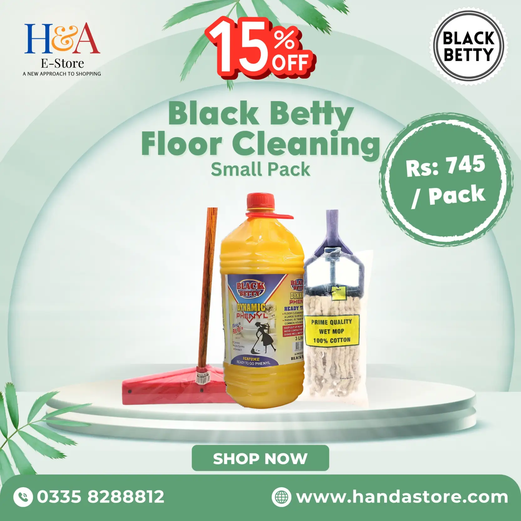 Complete Floor Cleaning Bundle – 3L Phenyl Disinfectant, Heavy-Duty Wet Mop & Durable Floor Wiper for Home Hygiene
