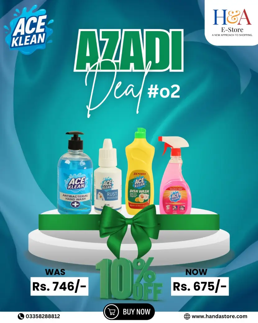 Ace Klean Smart Kitchen & Hand Hygiene Pack – Rust Remover, Hand Wash, Degreaser Spray & Dish Wash