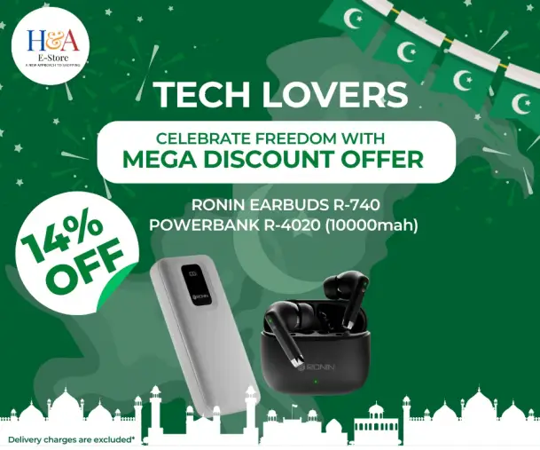 Tech LoverR-740 Earbuds: 25 Hr battery | Immersive Sound & Ronin R-4020 Powerbank (10,000mAh):
