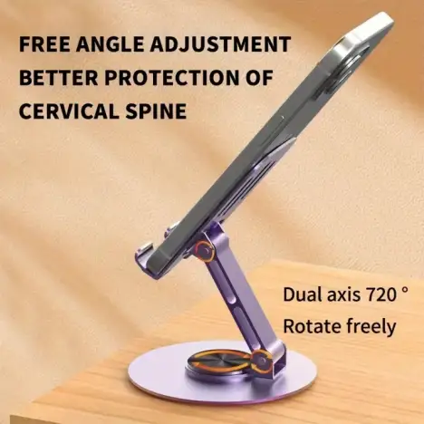 720° Rotate Aluminum Alloy Tablet & Phone Stand — Adjustable Foldable Portable Desktop Holder for iPad & Mobile