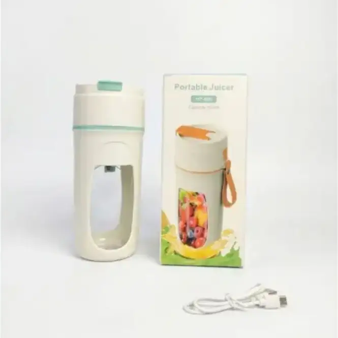 Portable Juicer HP-890 500ml – Mini Electric Blender, HP-890 Juicer, USB Rechargeable Smoothie Maker & Portable Fruit Mixer with Stainless Steel Blades, Cordless Blender Cup, Charging Cable & Retail B