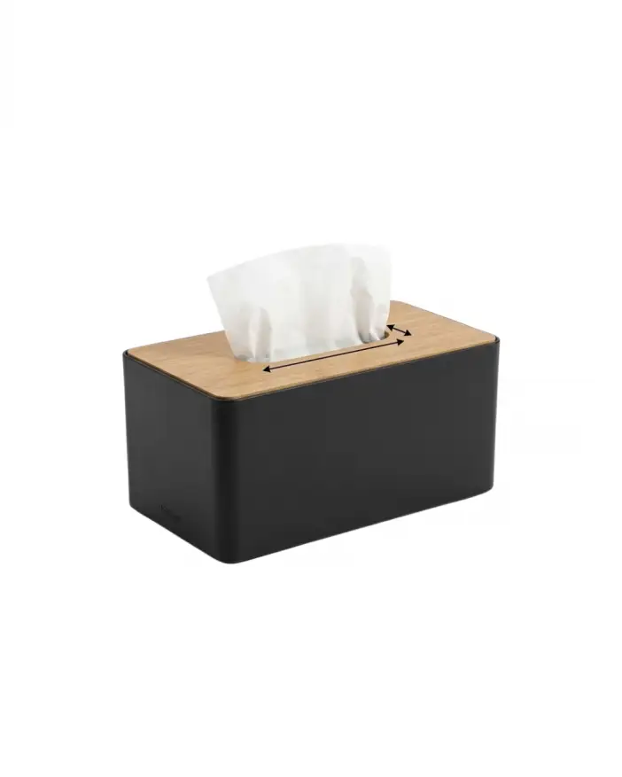 High Quality Black Plastic Tissue Storage Box with Elegant Wooden Lid for Home, Office, Bathroom, Bedroom, Kitchen, Living Room, and Modern Tabletop Decoration