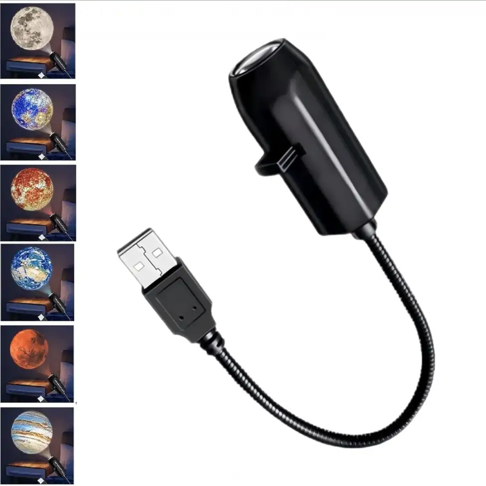 New USB Planet Projector Lamp with 10 Planet Solar System Model, LED Galaxy Night Light, Astronomical Desk Decor, Space Theme Table Lamp, Educational Planetarium Projector, Creative Bedroom Decoration