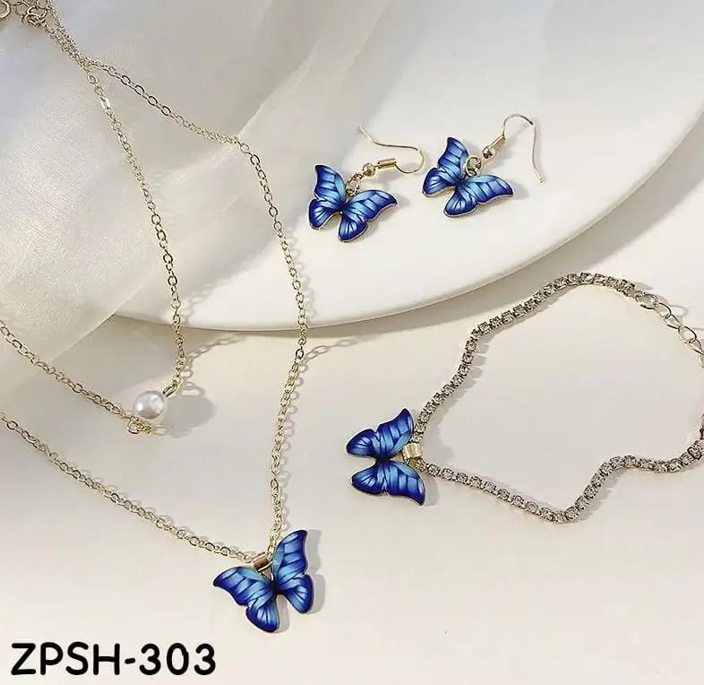 Shaded Butterfly Pendant Set-ZPSH303