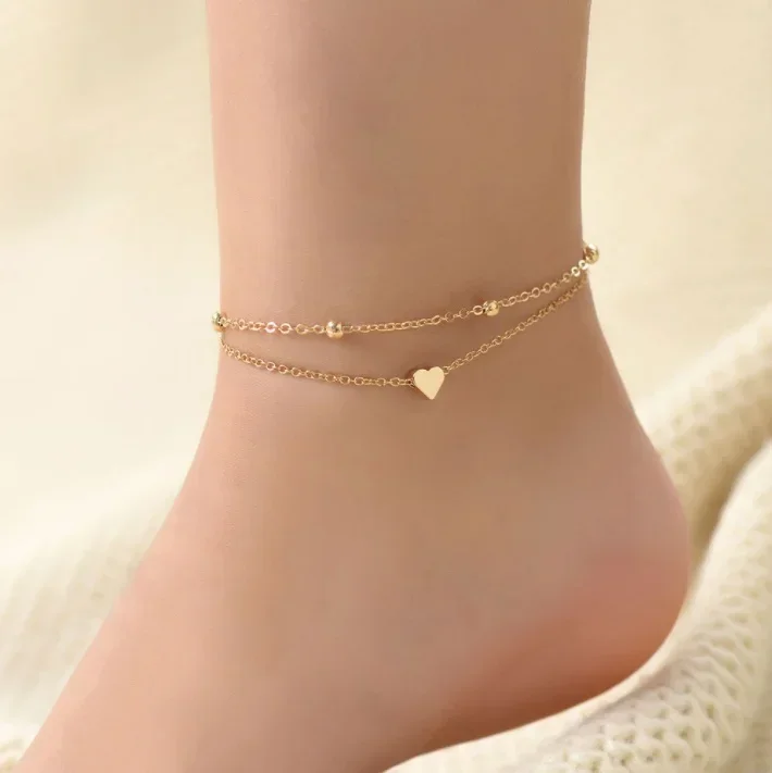 Delicate double layer Love Anklet