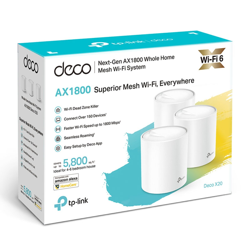 TP-Link Deco X20 AX1800 Whole Home Mesh Wi-Fi 6 System (3-Pack)