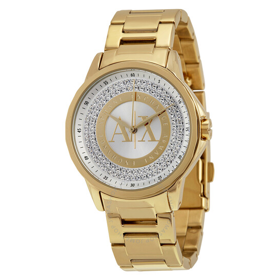 Armani Exchange Crystal Dial Gold-tone Ladies Watch