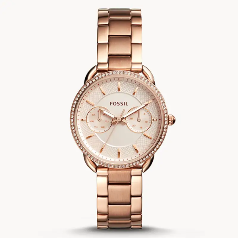 Fossil Tailor Rose Gold Stainless Steel Rose Gold Dial Watch For Ladies - ES4264