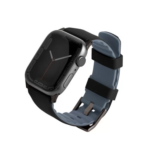 Uniq Linus Airosoft Silicone Apple Watch Strap for Series 1-8 SE/SE2 49/44/45/42MM – Midnight (Black)