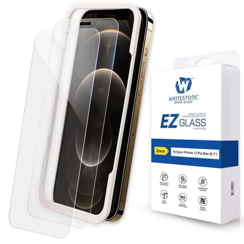 Whitestone Dome EZ Tempered Glass Screen Protectors for iPhone 12 Pro Max – Pack of 2