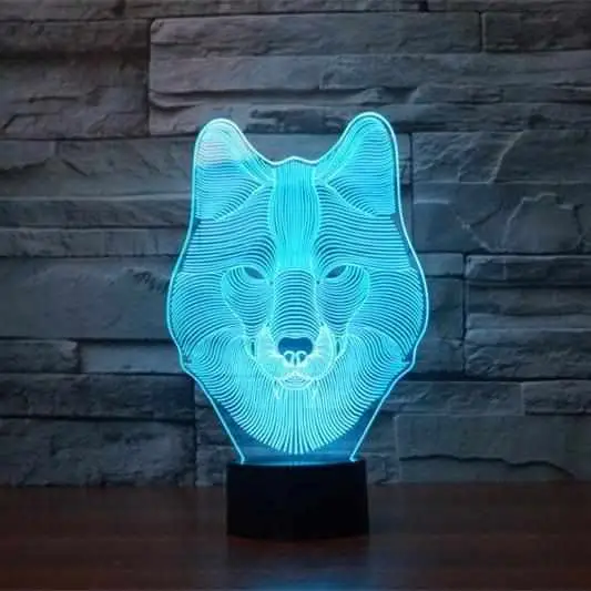 Ticent Animals Wolf 3D Night Light 3D Illusion Night Light Bedside table Lamp