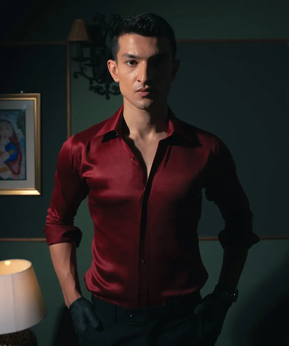 Wine Royale Satin Shirt | Limited Drop