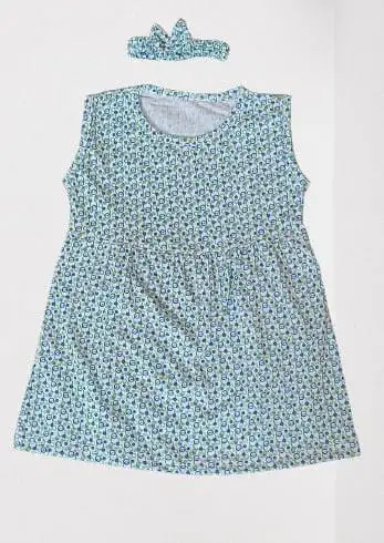 abstract design frock with bow hair band (0 to 6 months)