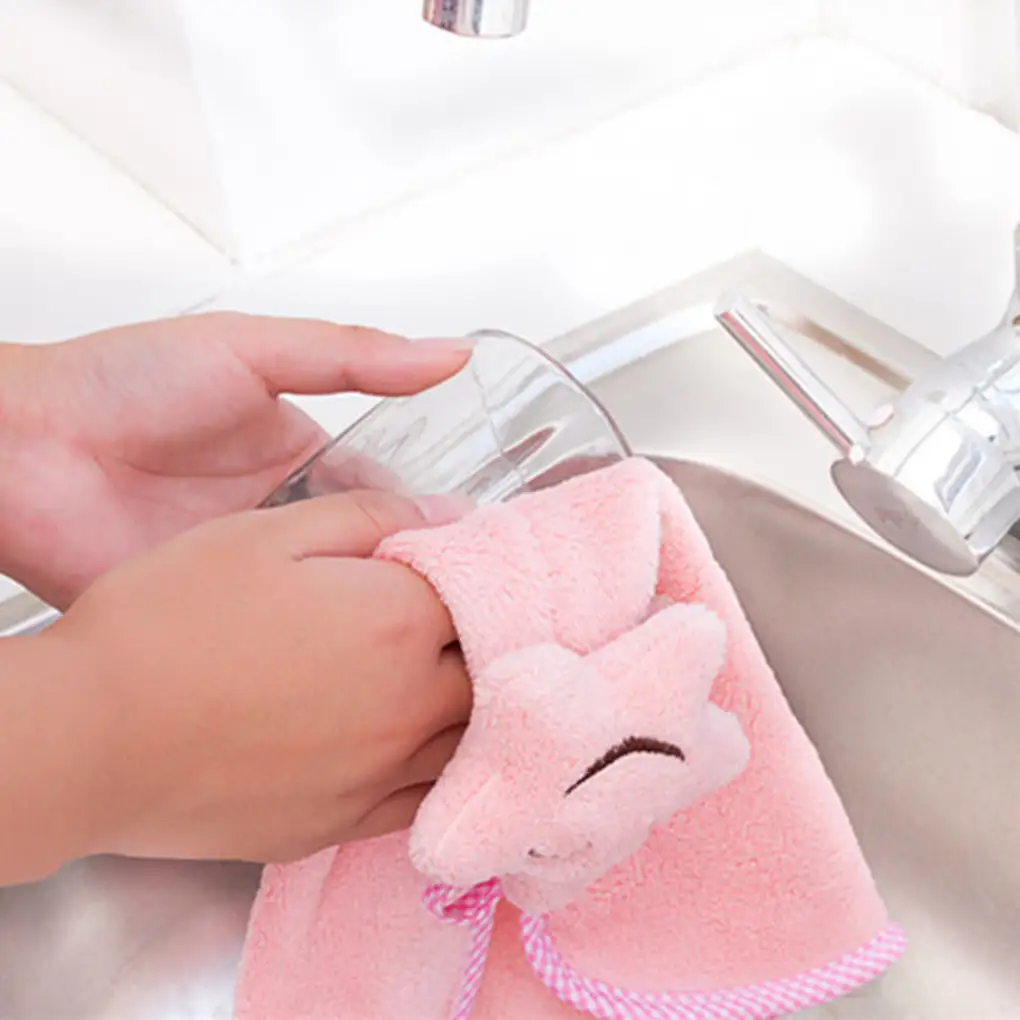 Kitchen Cleaning Towel Hanging Hand Towels Absorbent 1Pcs Dishcloths Lint-Free Cloth Coral Velvet Soft