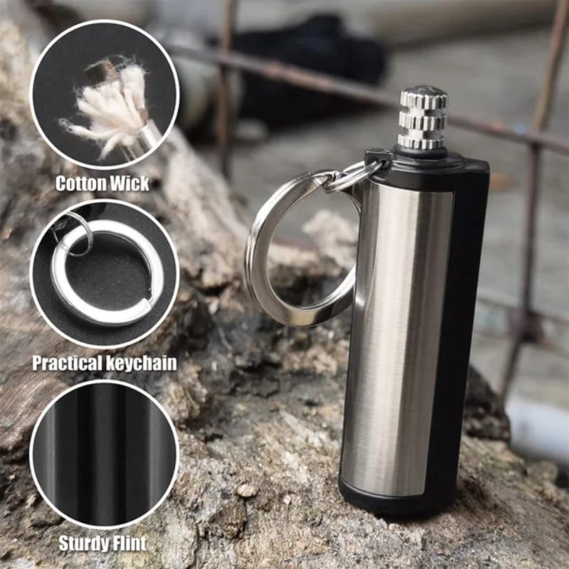 Fire Starter Flint Match Lighter Keychain Camping Emergency Gear Survival