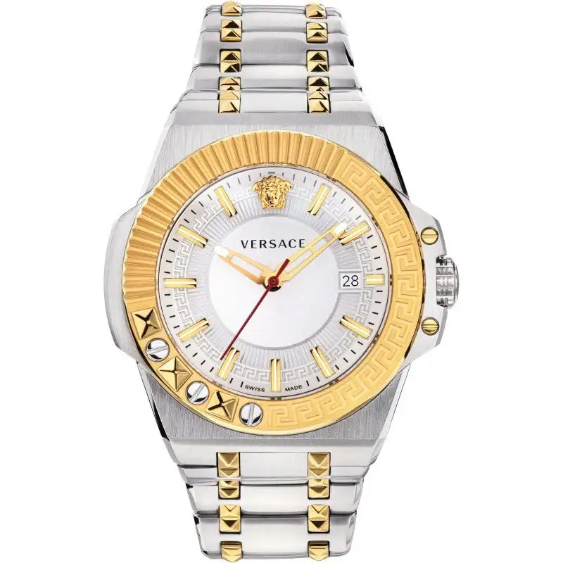 Versace VEDY00519 Men’s Quartz Swiss Made Stainless Steel Silver Dial 45mm Watch