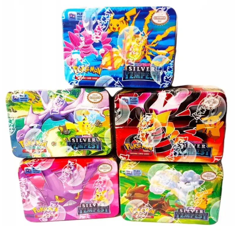 42 Pcs Pokemon Trading Cards Tin Pack Silver Tempest