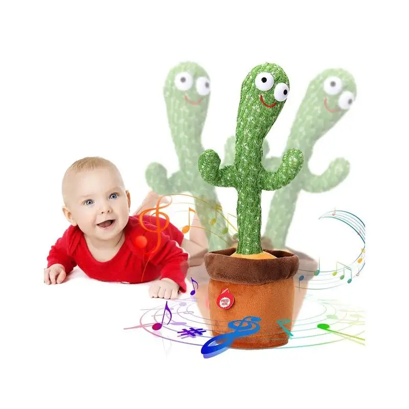 Dancing Cactus Toy with Music, Singing, Talking, Lightning, Wriggle- Funny talk back toy For Kids- Home Decorative and Children Playing Birthday Gift