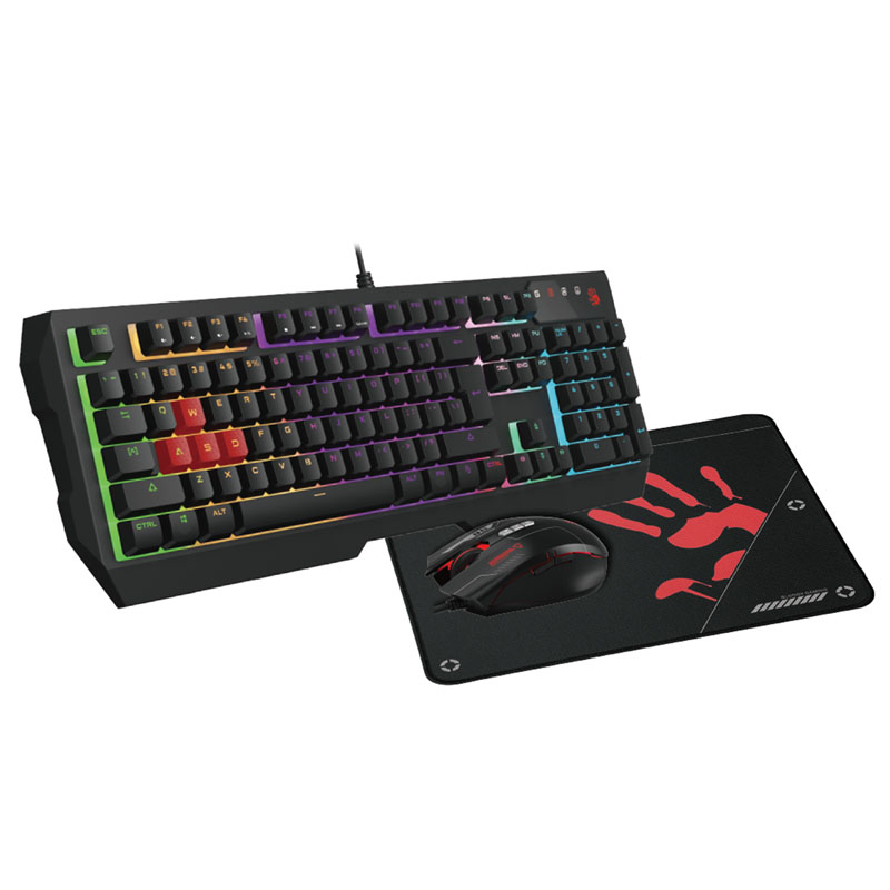 A4tech Bloody B1700 Neon Gaming Keyboard + Mouse + Mousepad Combo Set