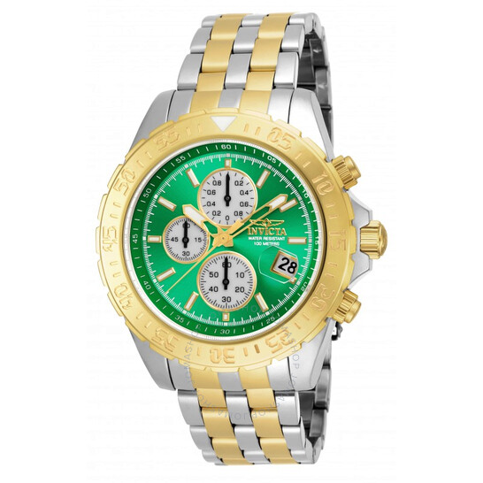 Invicta Aviator Chronograph Green Dial Two-tone Men's Watch