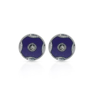 Cufflers Vintage Silver and Blue Round Cufflinks CU-1031 | Free Gift Box