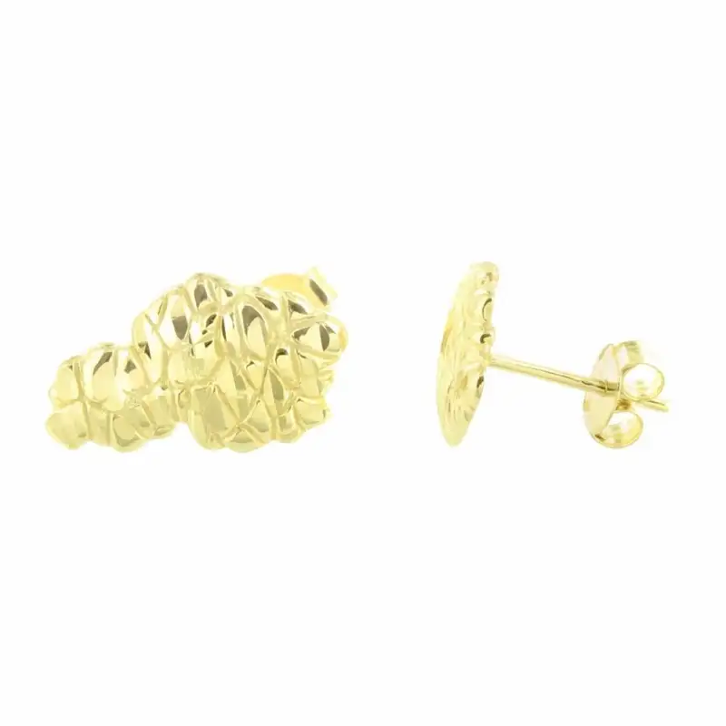 Nugget Design Earrings 17mm Sterling Silver