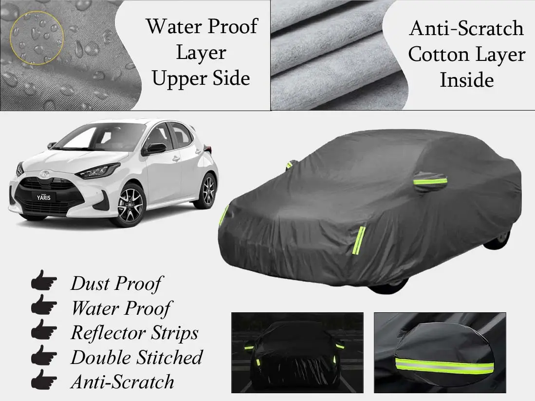 Toyota Yaris HatchBack Top Cover | Grey | Anti-Scratch | Double Layer | Heat Proof | Water Proof