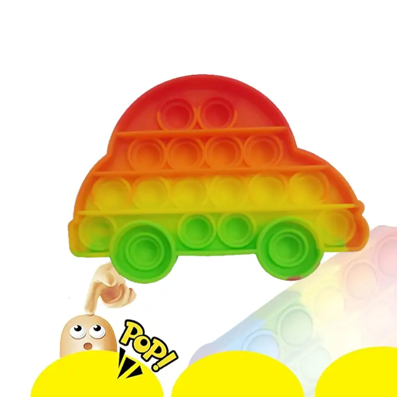 Push Pop Bubble Fidget Spinner Pop It Silicone Toy - 5 inches - Rainbow Car