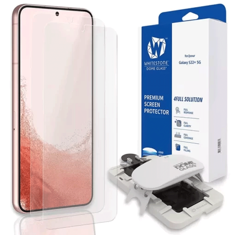 Whitestone [Dome Glass] For Samsung Galaxy S22 Plus Tempered Glass Screen Protector – Liquid Dispersion Tech – 2 Pack with UV