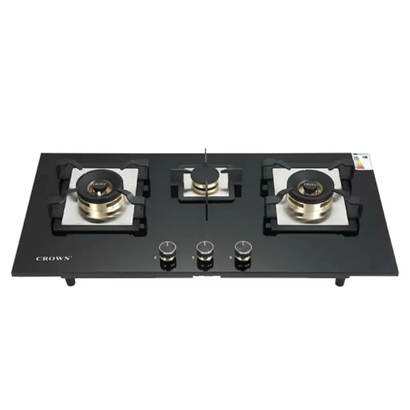 Crown CR-2G 3 Burner Built-In Hob Tempered Glass Body With Official Warranty