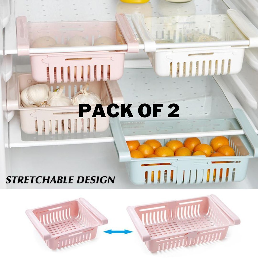 Adjustable Fridge Storage Basket pack of 2