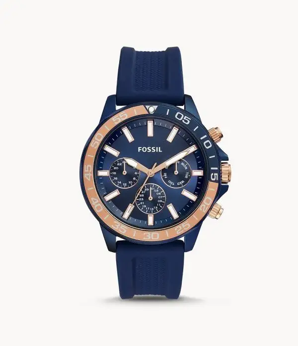 Fossil Men’s Quartz Blue Silicone Strap Blue Dial 45mm Watch BQ2498