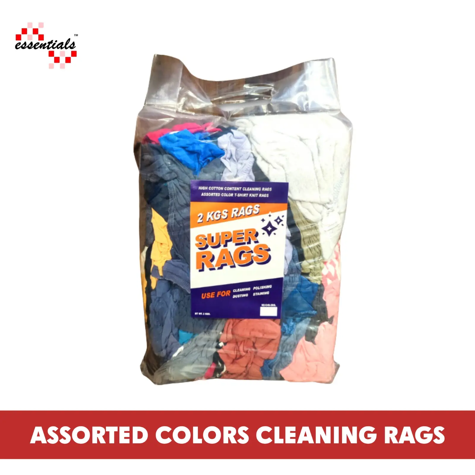 Assorted Colors Cleaning Rags – 2kg Bag of Reusable, Soft, and Absorbent Cloths for Household & Industrial Use
