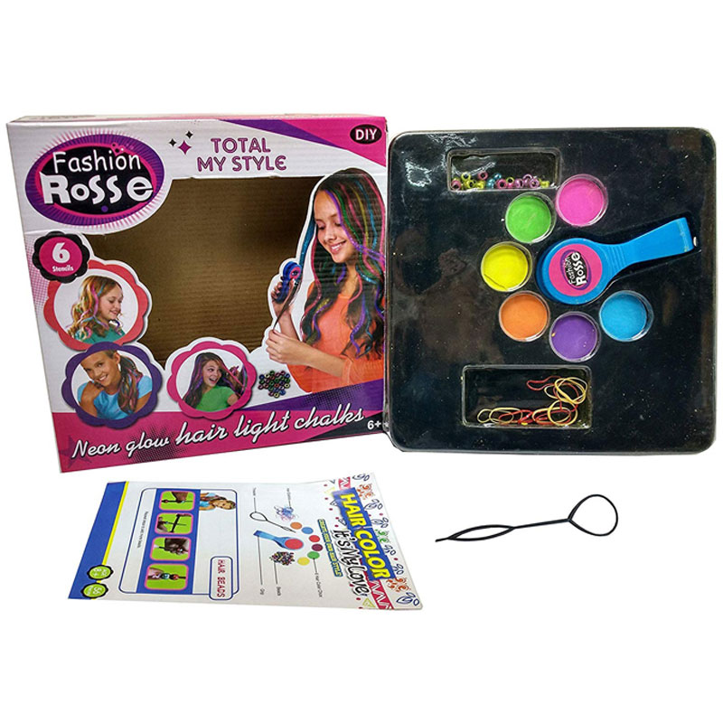 Fashion Rosse - Temporary Neon Glow Hair Color Highlight Chalks for Girls