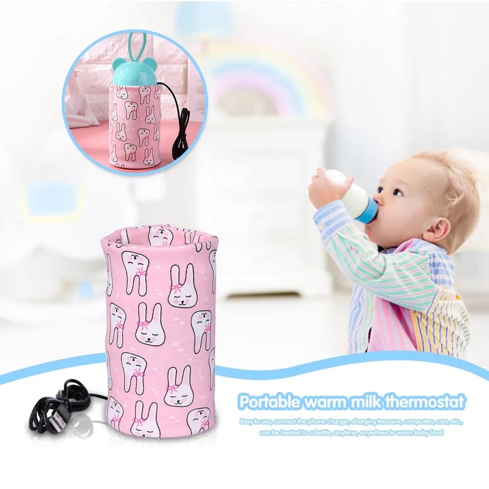 Baby Bottle Warmer Heater Cotton Printed Infant Feeding Milk Cup USB Bottle Storage Bag Warmer Baby Feeding Tools