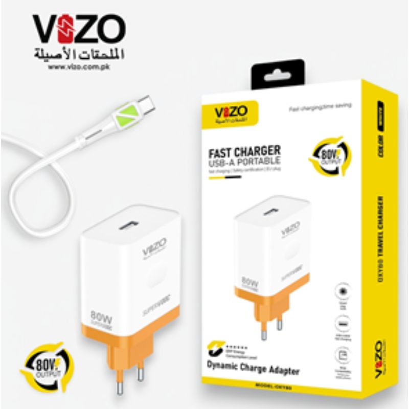 Vizo Oxy80 Universal Fast Charger with 80W Output With Offical Warranty