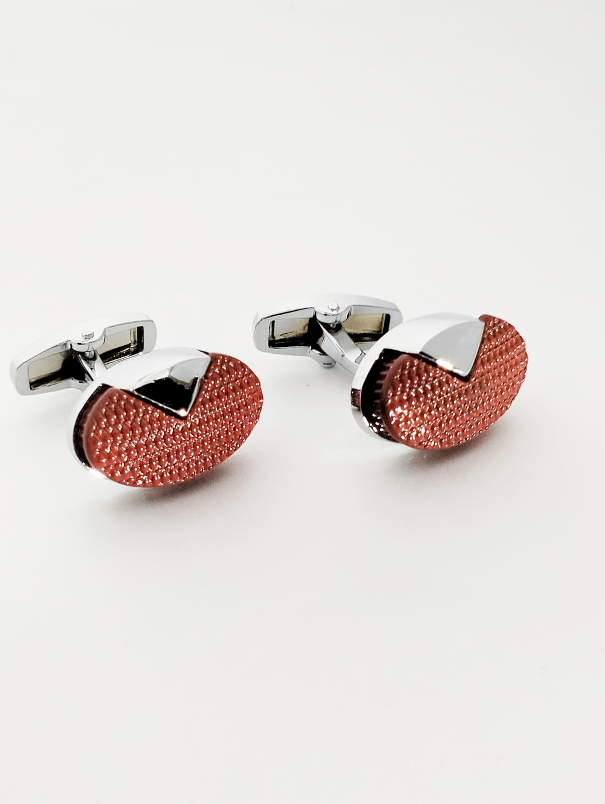 Cufflinks Mehroon & Silver Mate style for Men