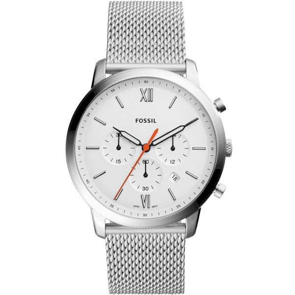 Fossil Men’s Chronograph Quartz Silver Stainless Steel White Dial 44mm Watch FS5382
