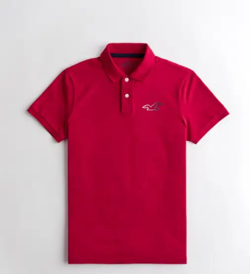 Hollister Red Stretch Rubber-Icon Polo