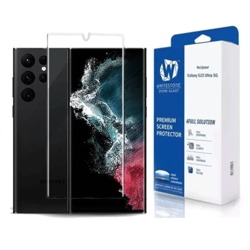 Whitestone [Dome Glass] For Samsung Galaxy S22 Ultra Tempered Glass Screen Protector – Liquid Dispersion Tech – Single Pack without UV