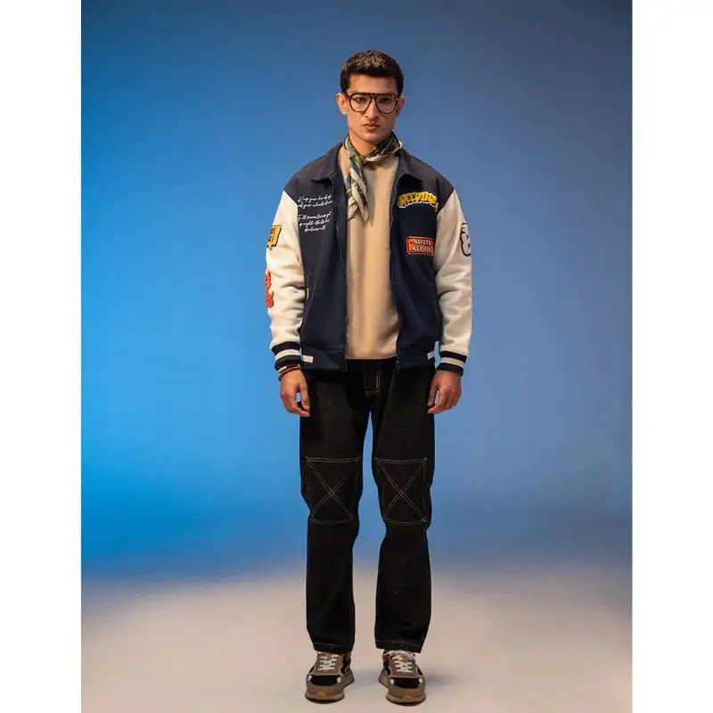 Unisex Skate Force Navy Blue Varsity Jacket