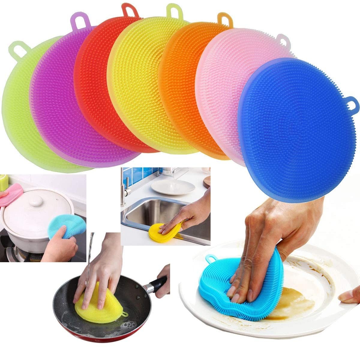 Silicone Sponge Dish Washing Kitchen Scrubber Pack of 2