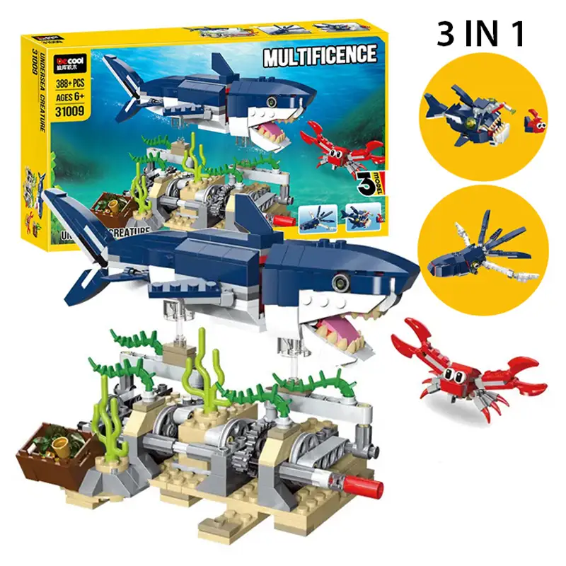 3 in 1 Undersea Creative Series Marine Animal Building Blocks - 388 Pcs