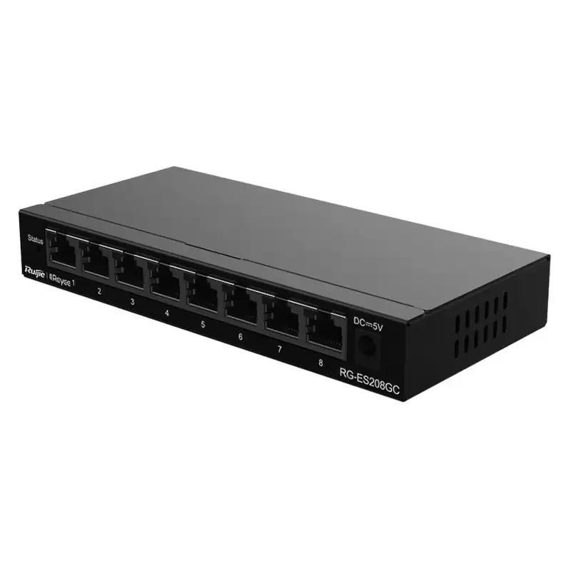 Ruijie RG-ES108GD 8-Port 10/100/1000 Base-T Unmanaged Metal Switch