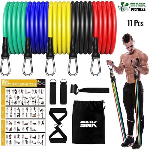 11(PCS) Power Exercise Resistance Band Set 5 in 1 Fitness Band Equipment for Men and Women